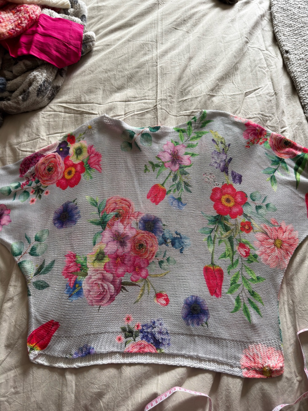 Floral Knit Women’s Tank Top - Pink Multicolor